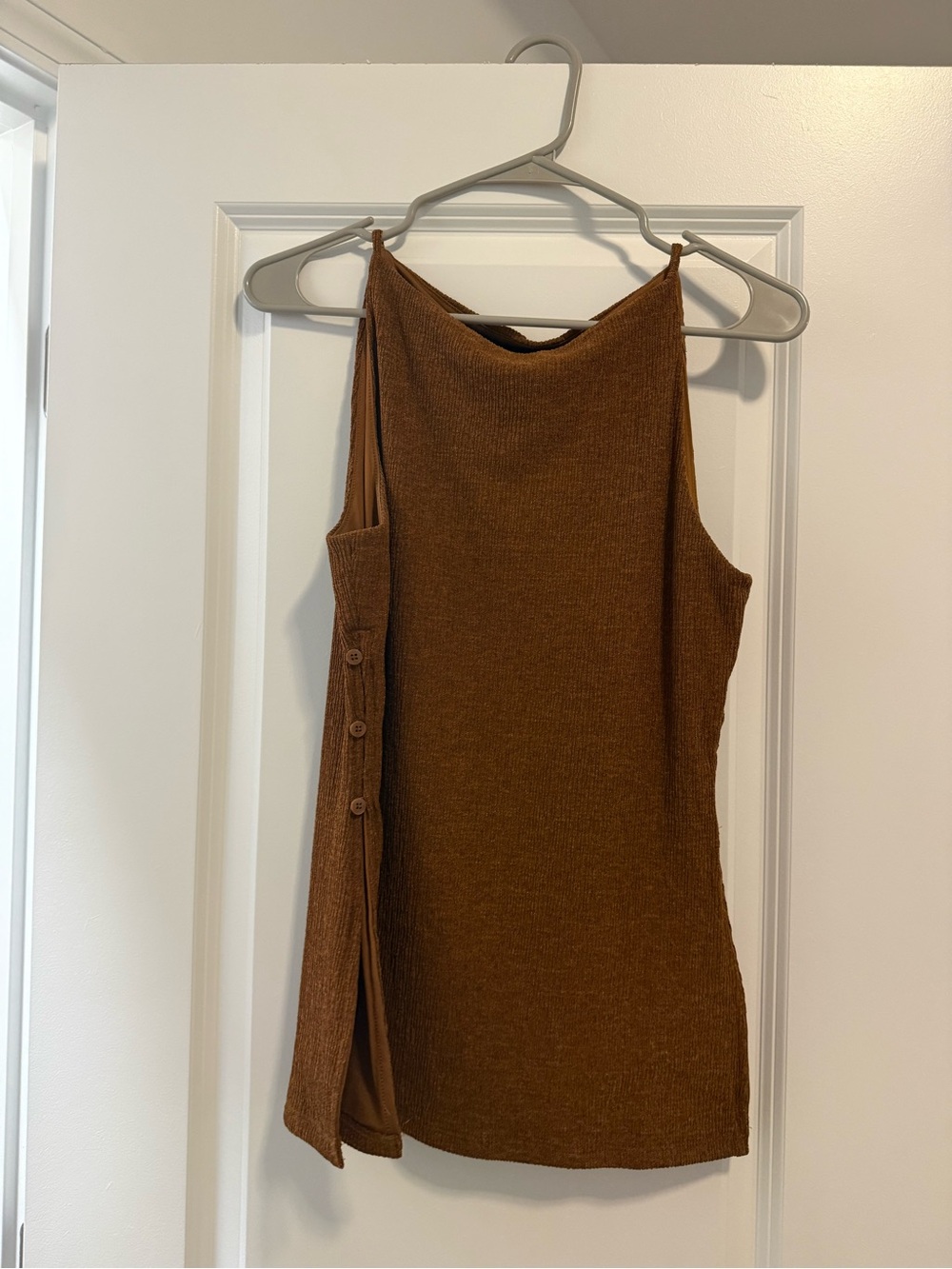 Banana Republic Brown Sleeveless Knit Tank with Side Button Placket